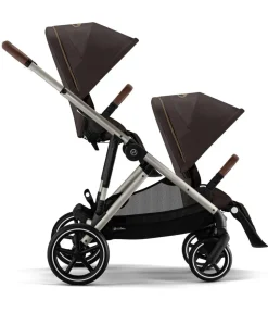 Cybex Gazelle S Twin Pushchair Bundle with Cybex Cloud T i-Size Rotating Baby Car Seat & Base (16 Pieces)- Chocolate Brown