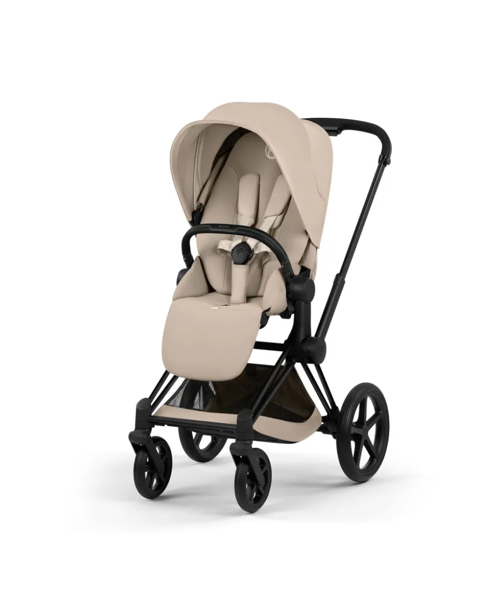 Cybex Priam Pushchair & Carry Cot Bundle With Cybex Cloud T Plus Car Seat & Base - Cozy Beige