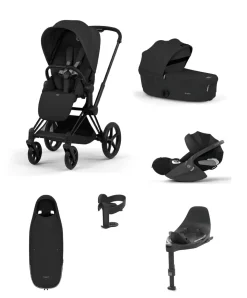 Cybex Priam Ultimate Pushchair Bundle with Cybex Cloud T i-Size Rotating Baby Car Seat & Base - Sepia Black
