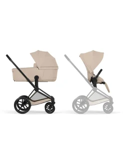 Cybex Priam Ultimate Pushchair Bundle With Cybex Cloud T Plus & Cybex Sirona T I-Size Plus Car Seat & Base - Black/Cozy Beige