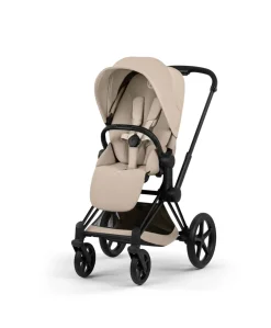 Cybex Priam Ultimate Pushchair Bundle With Cybex Cloud T Plus & Cybex Sirona T I-Size Plus Car Seat & Base - Black/Cozy Beige