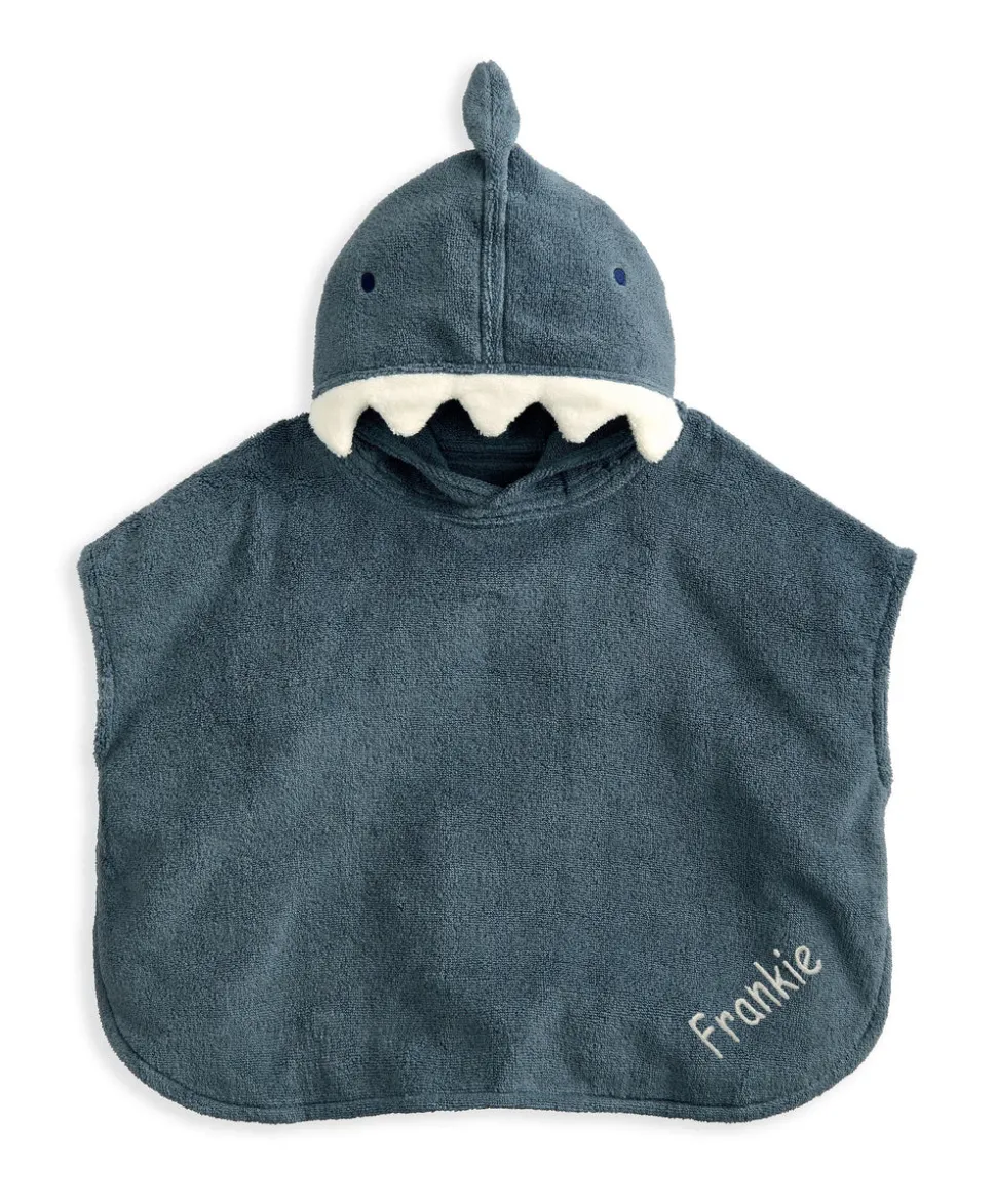 3D Fin Towelling Poncho - Blue