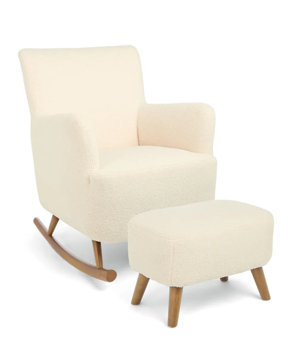 Elwood Nursing Chair & Stool - Off White Boucle