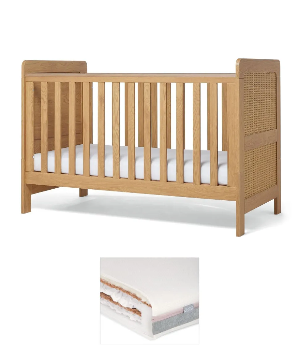 Esna Cotbed & Luxury Hybrid Twin Cotbed Mattress - Rattan