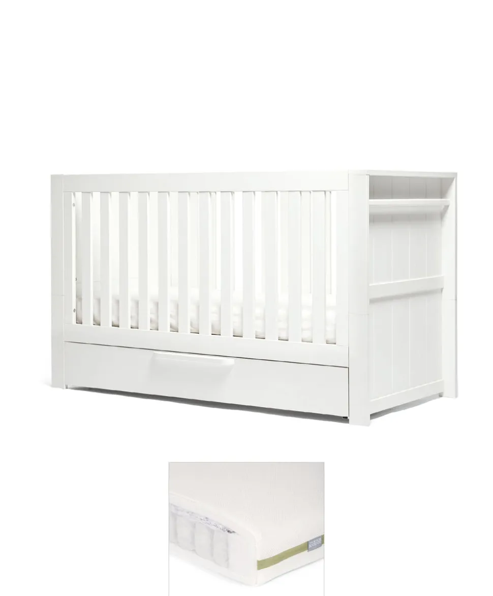 Franklin Cotbed & Premium Pocket Spring Mattress Bundle - White Wash