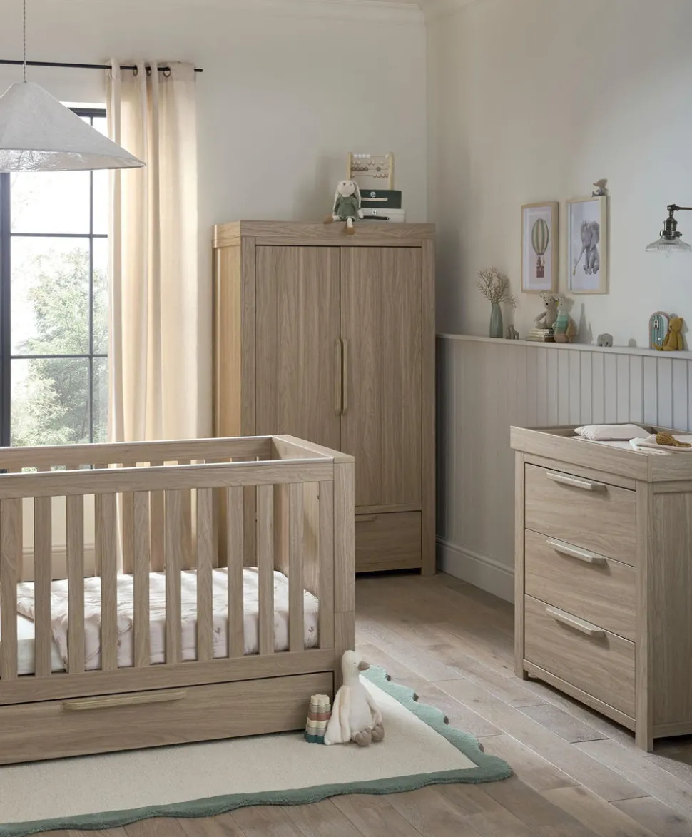 Franklin Nursery Bundle with Lua Bedside Crib (6 Piece) – Natural Oak