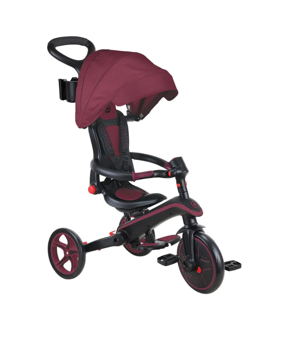Globber Explorer Trike Foldable 4in1 - Burgundy