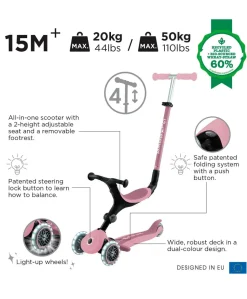 Globber Go Up Active Lights Eco - Berry