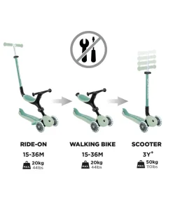 Globber Go Up Active Lights Eco – Pistachio