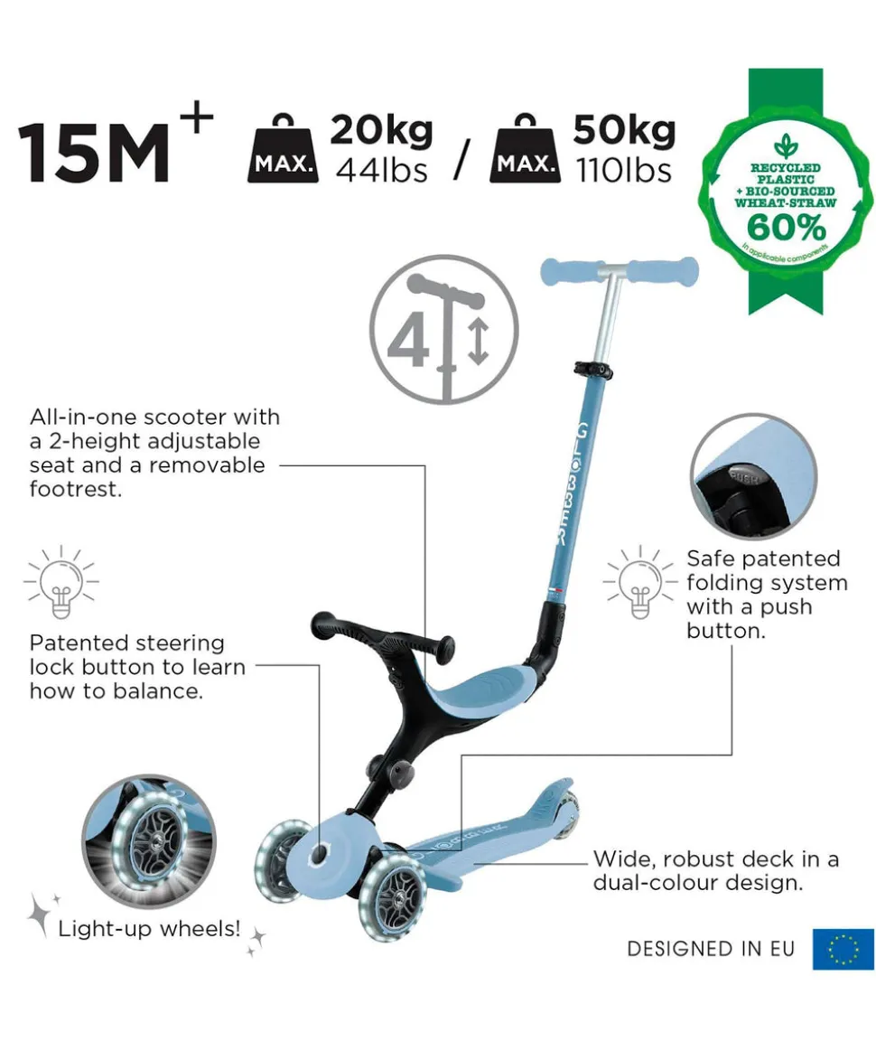 Globber Go Up Active Lights Eco - Blueberry