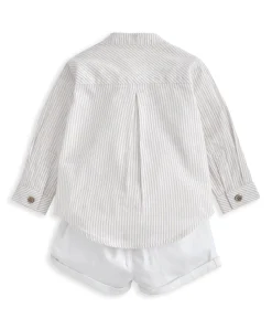 Grandad Collar Shirt & Shorts Set (2 Pieces)