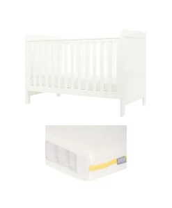 Hampden Cotbed & Essential Airflow Pocket Spring Mattress Bundle - White