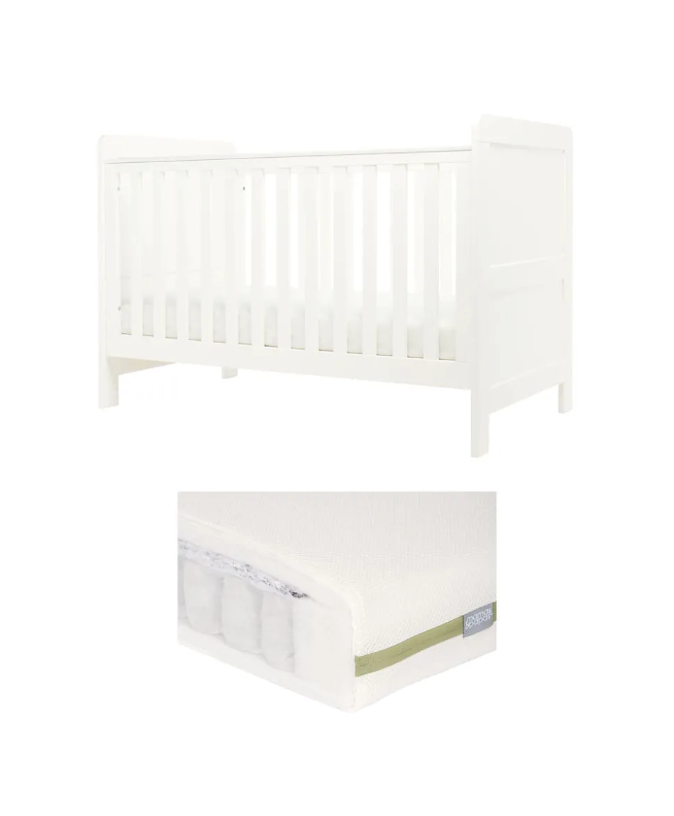Hampden Cotbed & Premium Pocket Spring Cotbed Mattress Bundle - White