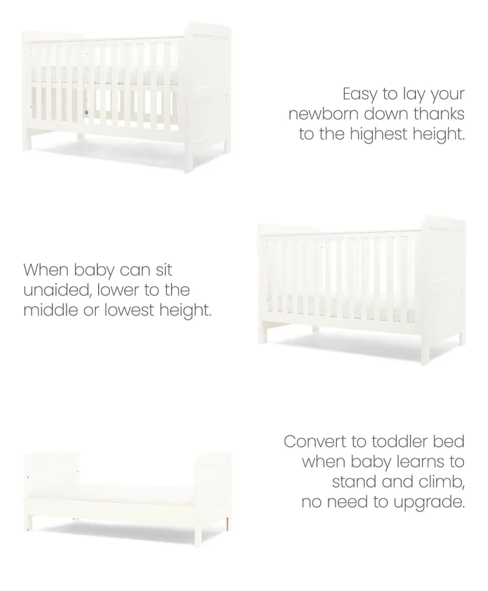 Hampden Cotbed & Premium Pocket Spring Cotbed Mattress Bundle - White