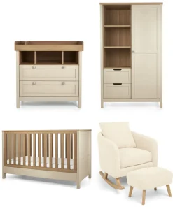 Harwell 3 Piece Cotbed Range with Alma Nursing Chair & Stool - Cashmere/Off White Boucle