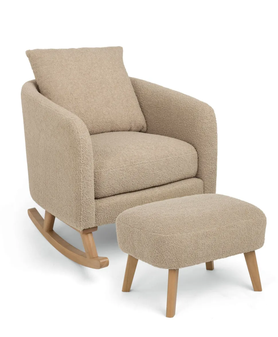 Harwell 3 Piece Cotbed Range with Alma Nursing Chair & Stool - White/ Fawn
