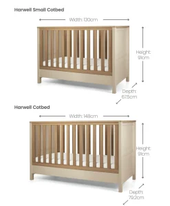 Harwell 2 Piece Small Cotbed Set with Dresser Changer - Cashmere