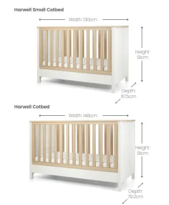 Harwell Small Cotbed Bundle with Premium Pocket Spring Small Cotbed & Cot Mattress - White