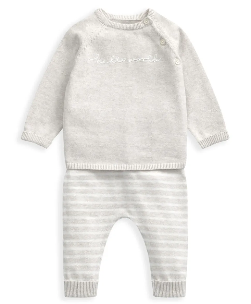 Hello World Knit Set (2 Piece) - Beige