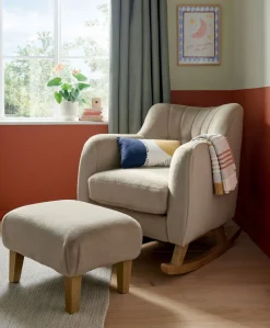 Hilson Nursing Chair & Footstool Set - Almond Sherpa