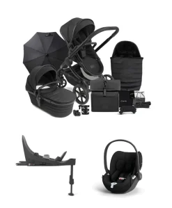 iCandy Peach 7 STUDIO Complete Pushchair Bundle and Cybex Cloud T i-Size Rotating Car Seat & Base - Black