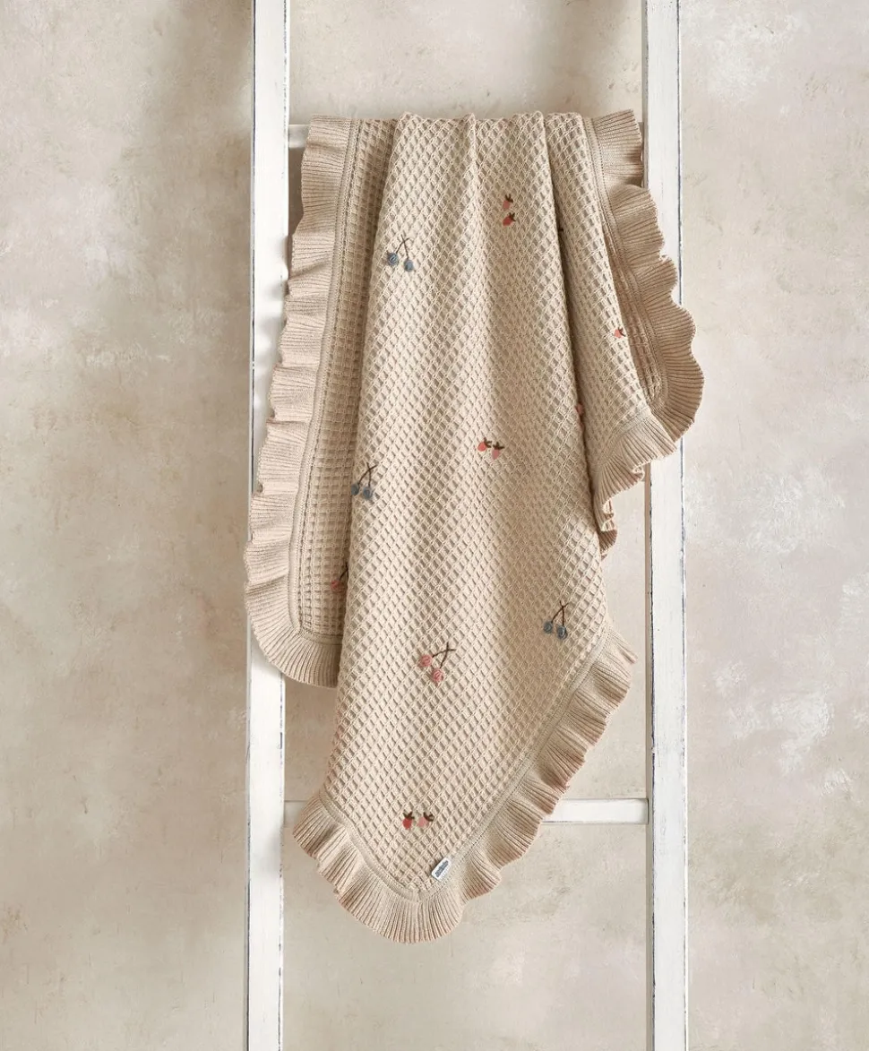 Knitted Blanket - Berry Frill