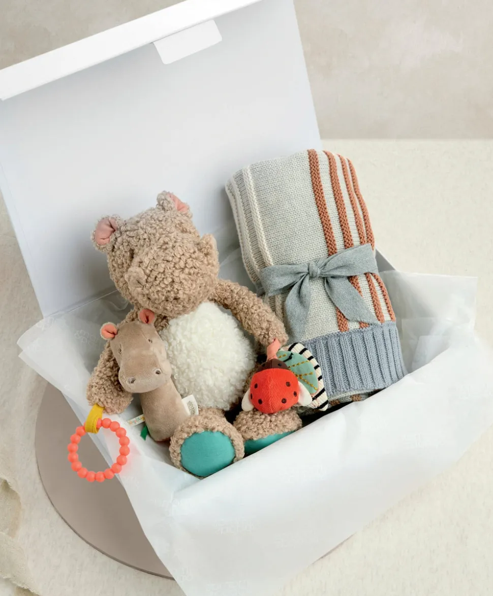 Knitted Blanket & Hippo Gift Box