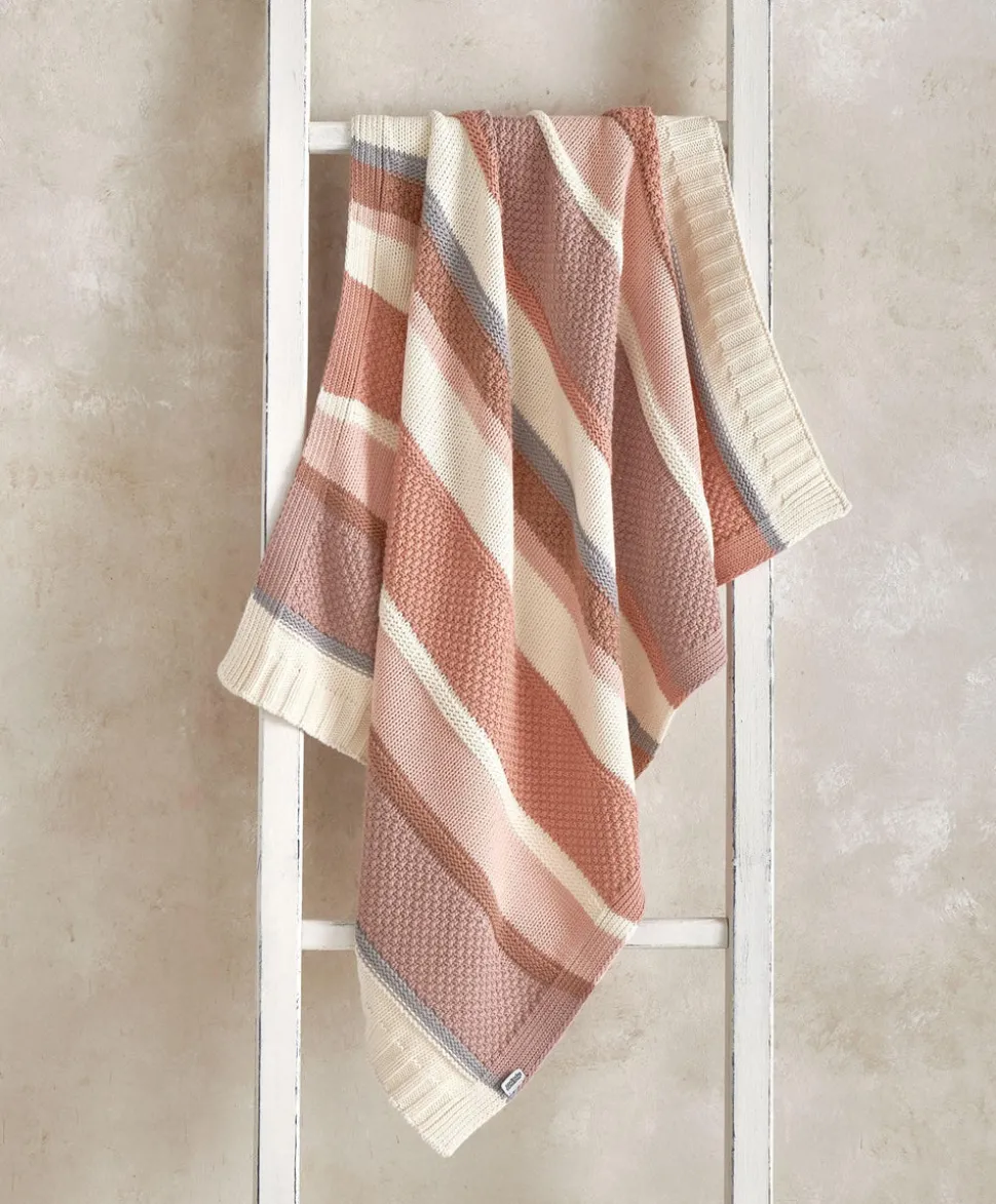 Knitted Blanket - Pink Block