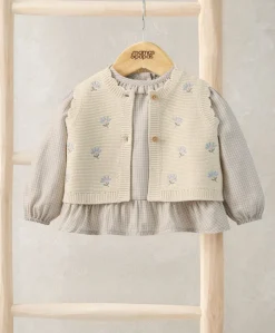 Knitted Girls Waistcoat & Top Set