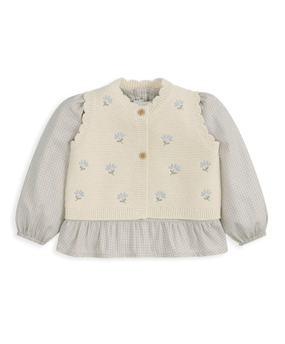 Knitted Girls Waistcoat & Top Set