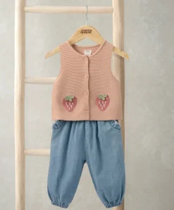 Knitted Waistcoat and Denim Trousers