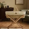 Little Green Sheep Furrow Knit Moses Basket & Mattress - Linen