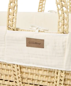 Little Green Sheep Muslin Moses Basket & Mattress - Ecru