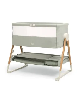 Lua Bedside Crib with Sheet & Mattress Protector Bundle - Sage/Cosmic Sky