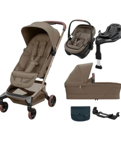 Maxi-Cosi Fame Cabin Pushchair Bundle with Maxi-Cosi Coral Slide Pro Car Seat & Base (5 Pieces) -Truffle