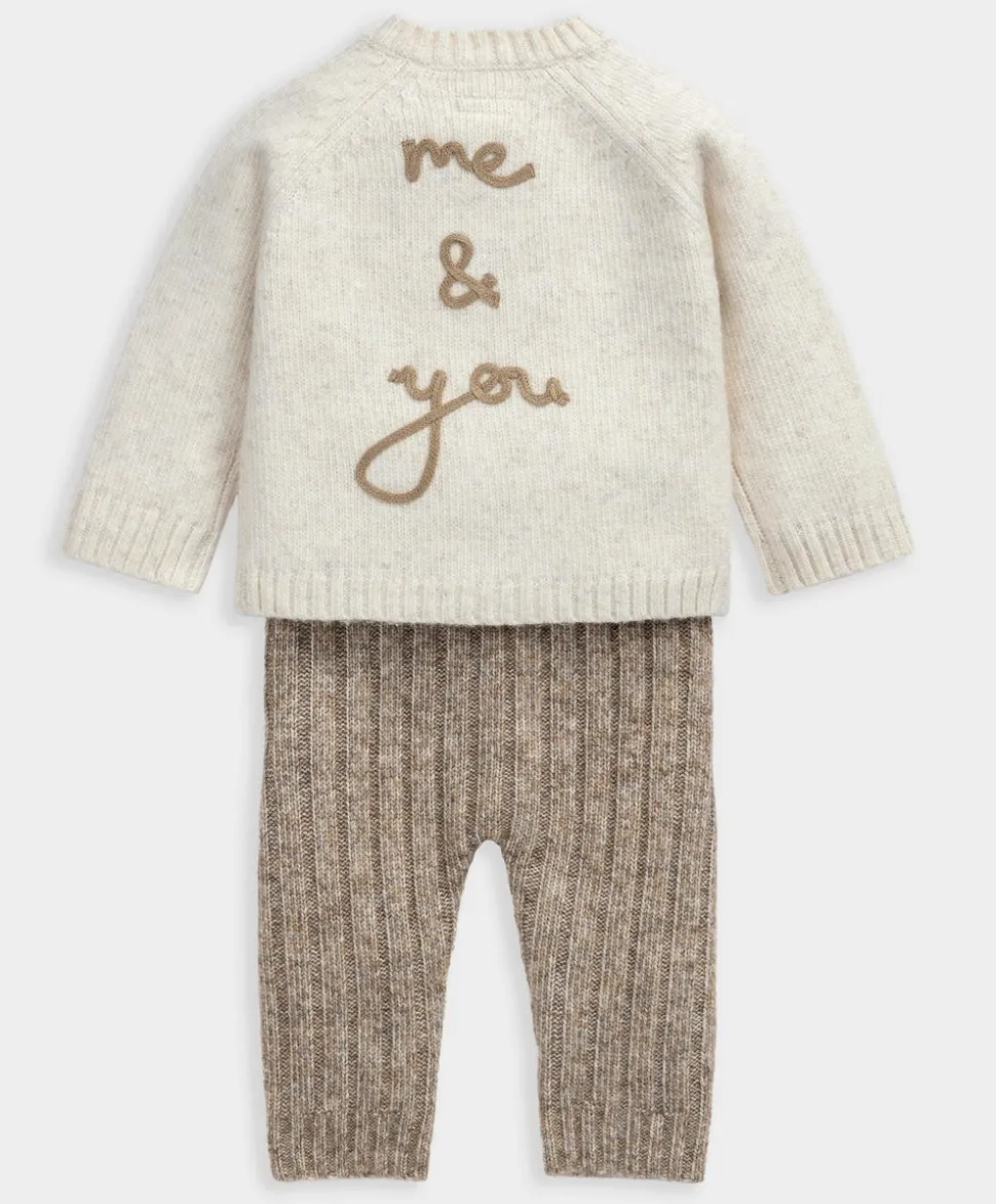 Me and You Bear Cardigan and Leggings Outfit Set