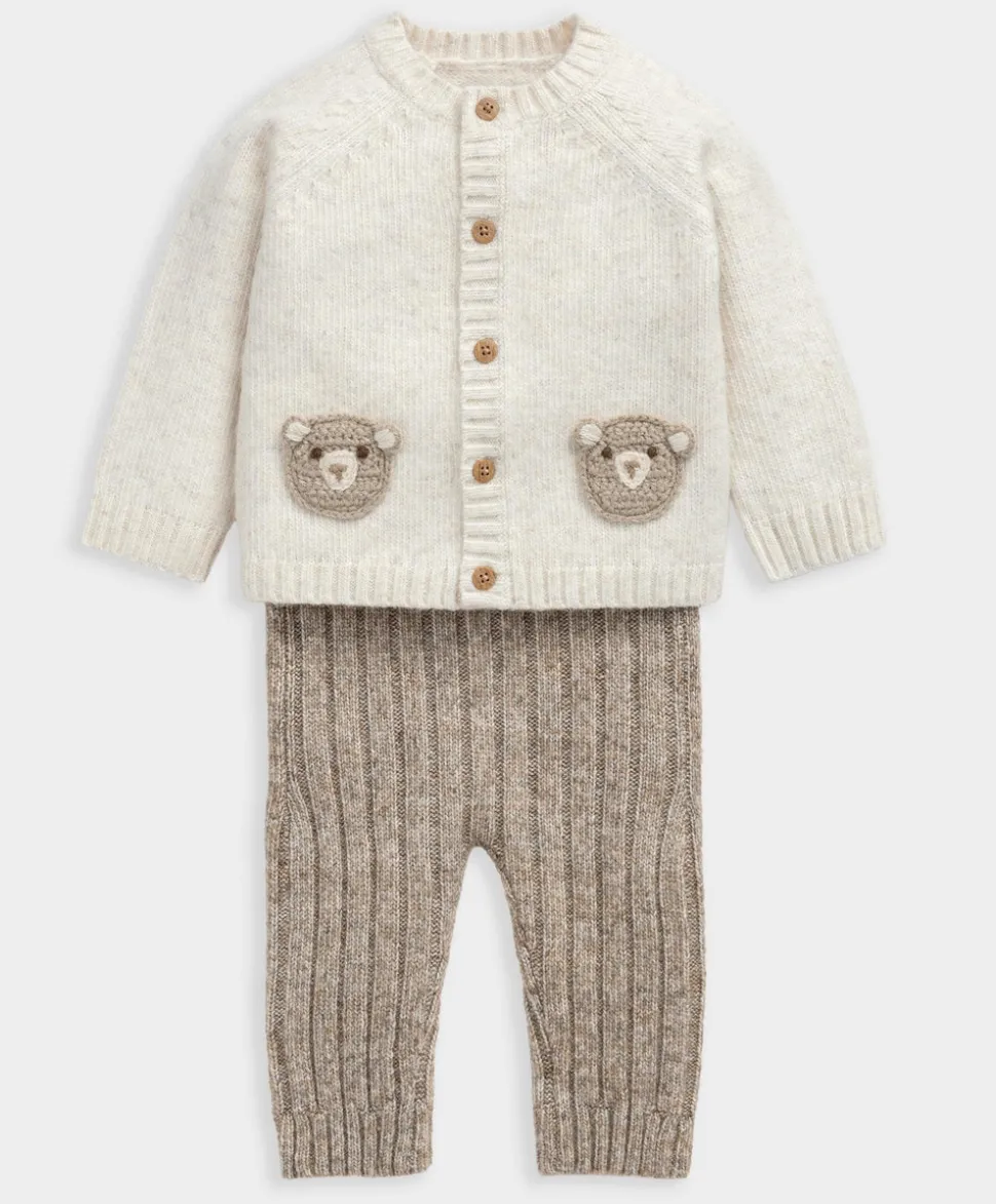 Me and You Bear Cardigan and Leggings Outfit Set