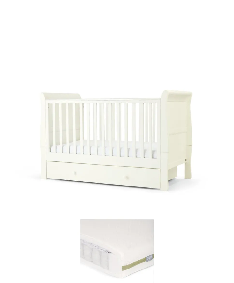 Mia Cotbed & Premium Pocket Spring Mattress Bundle - Off-White