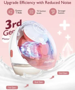 Momcozy M9 Double Breast Pump - White/Pink