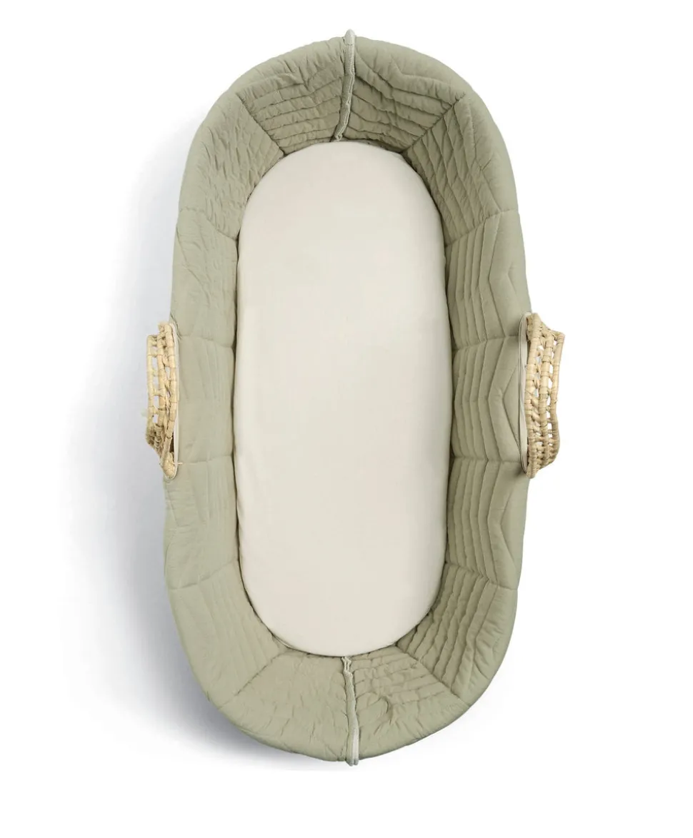 Newborn Swaddle and Moses Basket Bundle (3 Pieces) - Sage