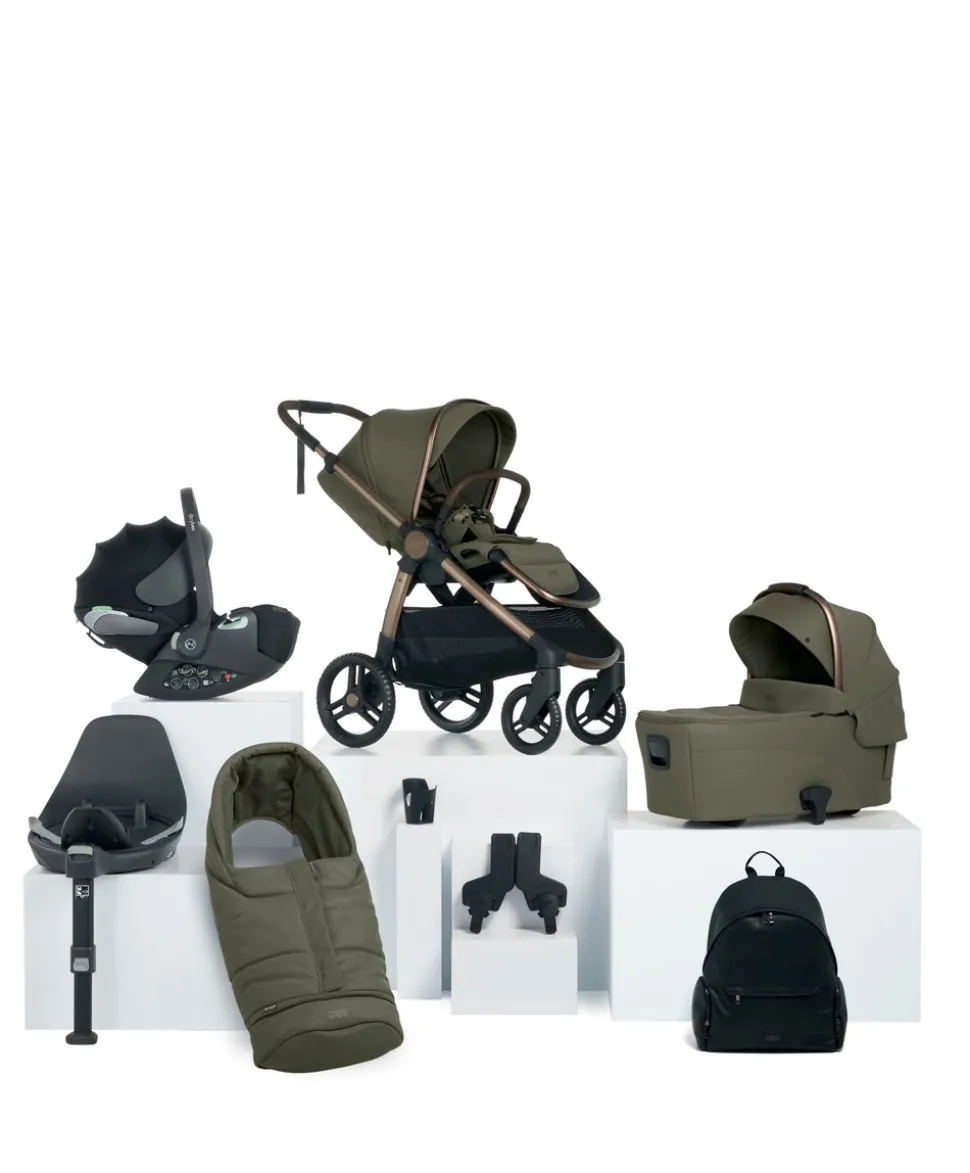 Ocarro 2 Complete Pushchair Bundle with Cybex Cloud T i-Size Rotating Baby Car Seat & Base (8 Pieces) - Evergreen