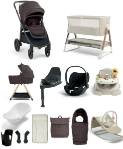 Ocarro 2 Pushchair Ultimate Newborn Bundle With Cybex Cloud T i-Size Rotating Baby Car Seat & Base (14 Pieces) - Americano