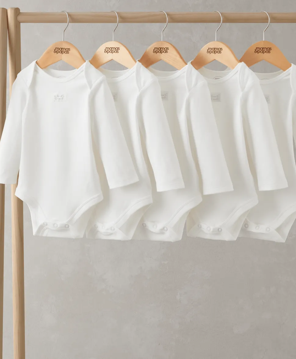 Organic Cotton Longsleeved Bodysuits (5 Pack) - White