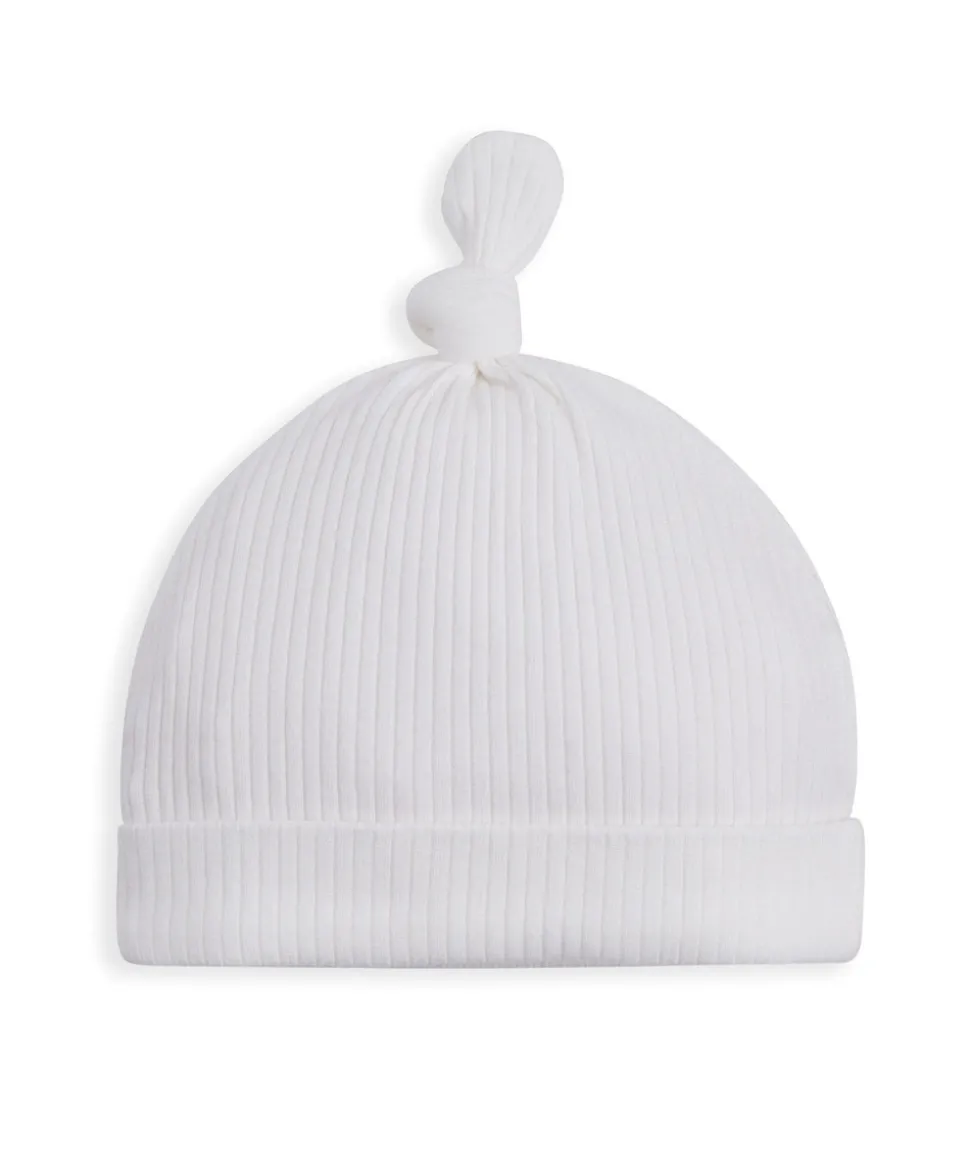 Organic Cotton Ribbed Hat - White