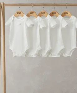 Organic Cotton Shortsleeved Bodysuits (5 Pack) - White