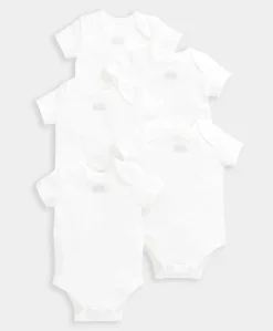 Organic Cotton Shortsleeved Bodysuits (5 Pack) - White