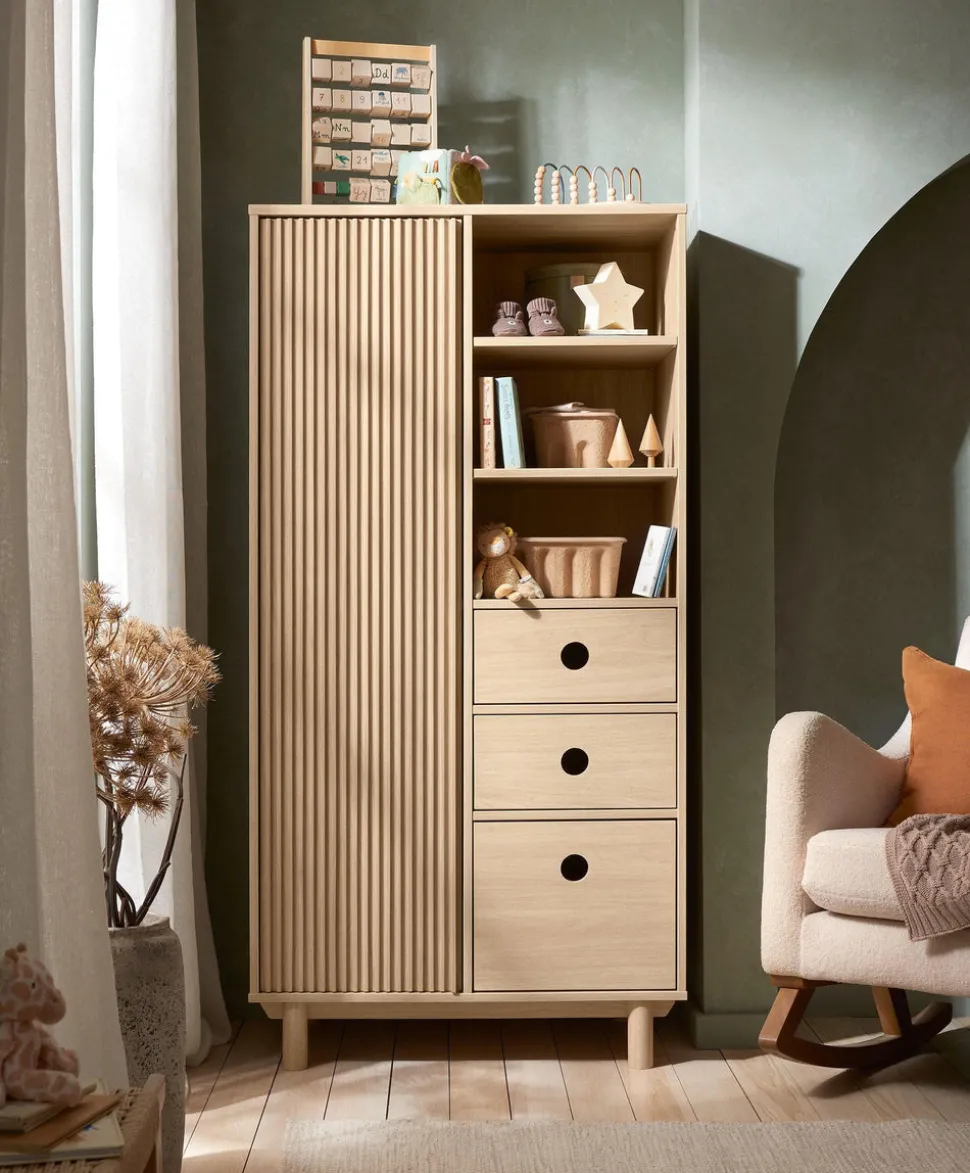 Oska 3 Piece Cotbed Range With Wide Dresser Changer & Wardrobe - Oak