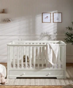 Oxford Cotbed & Luxury Hybrid Twin Mattress Bundle - Off-White