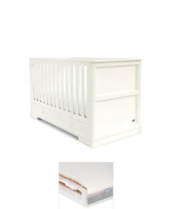 Oxford Cotbed & Luxury Hybrid Twin Mattress Bundle - Off-White