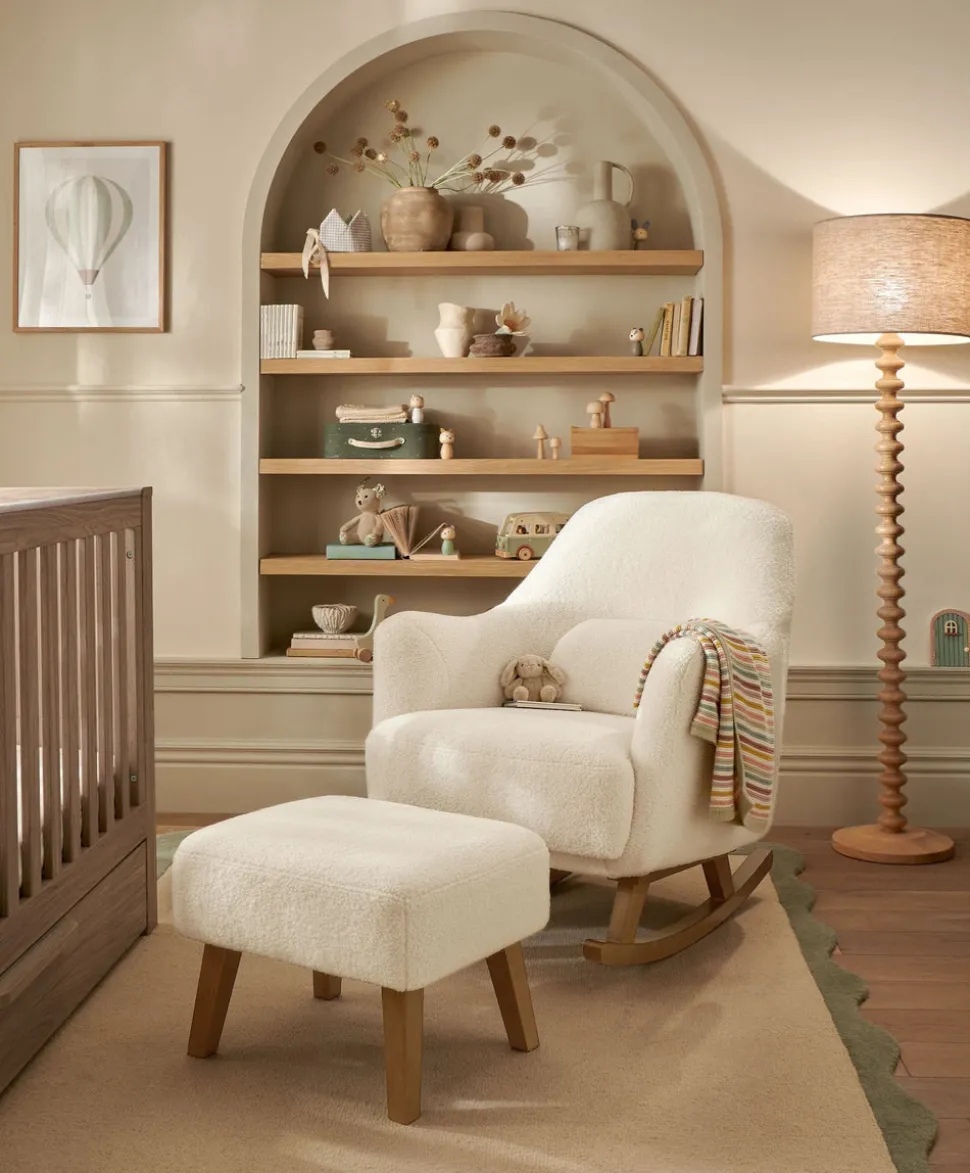 Penrose Nursing Chair & Stool - Off White Boucle